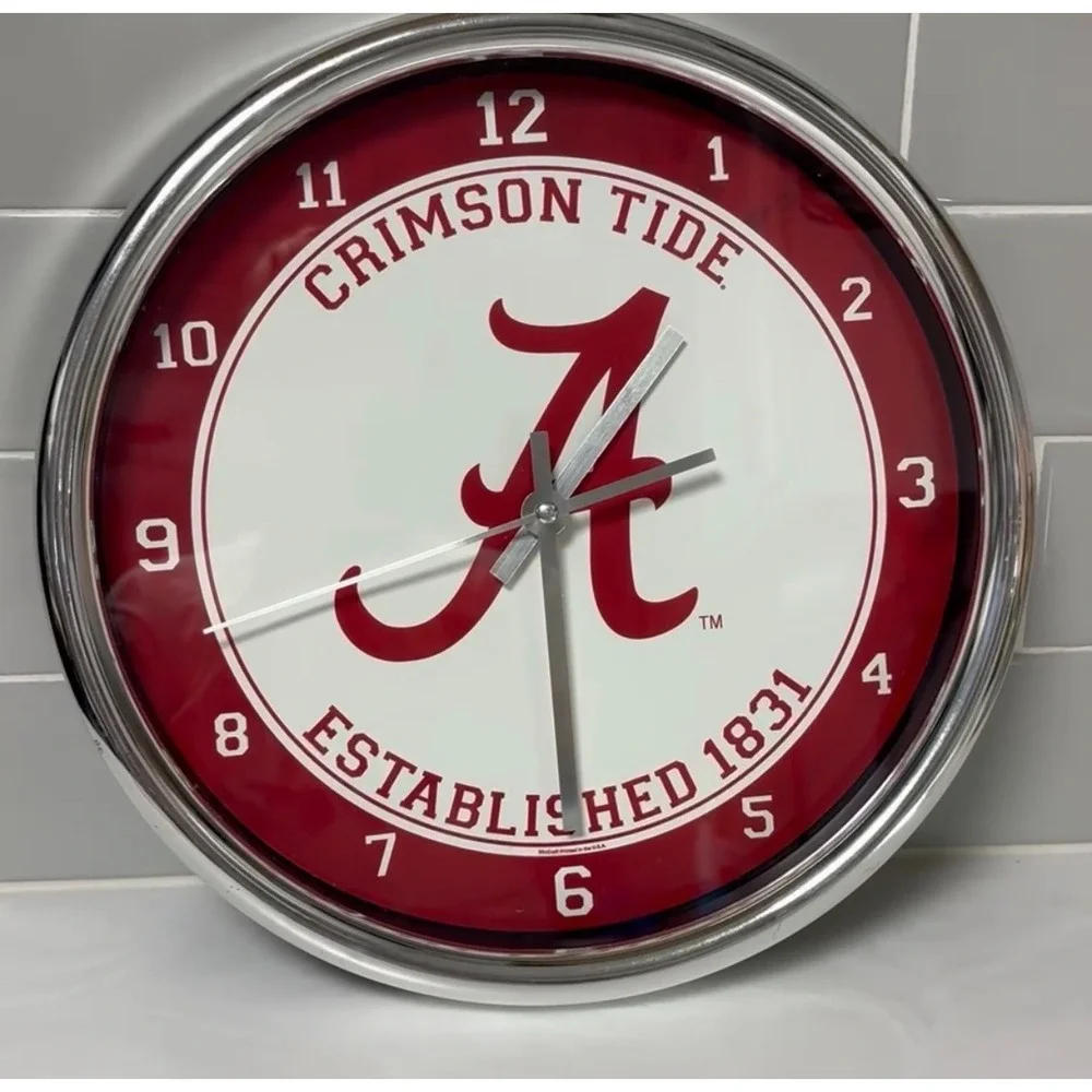 Alabama Crimson Tide Established 1831 Chrome Wall Clock NCAA Tested Works